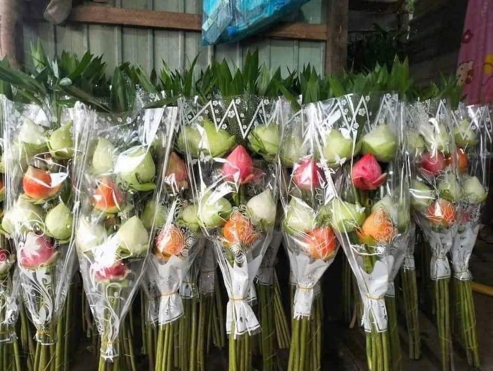 Túi/bao kiếng gói hoa họa tiết loại 2 hoa/3 hoa/5 hoa/7 hoa/xấp/100 cái
