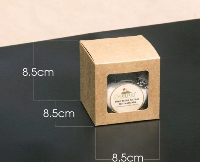 Hộp kraft vuông nhỏ nắp kiếng/mica kt 8,5 x 8,5 x8,5 cm/hộp