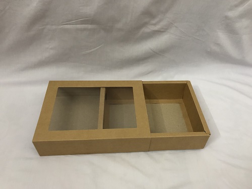 Hộp giấy kraft A5 nắp kéo mica để quà tặng/sản phẩm kt 24,8 x 18,3 x 6,3 cm /hộp