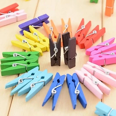 Set 10 kẹp gỗ màu dùng treo ảnh/trang trí đủ kích thước/bịch/10 cái