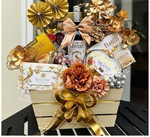 Khay gỗ nan làm giỏ quà tết/trái cây/quà tặng kt 32x22x15 cm/cái