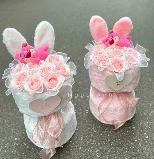 Gấu dâu trang trí bó hoa/hộp hoa/quà tặng cao 13 cm/con