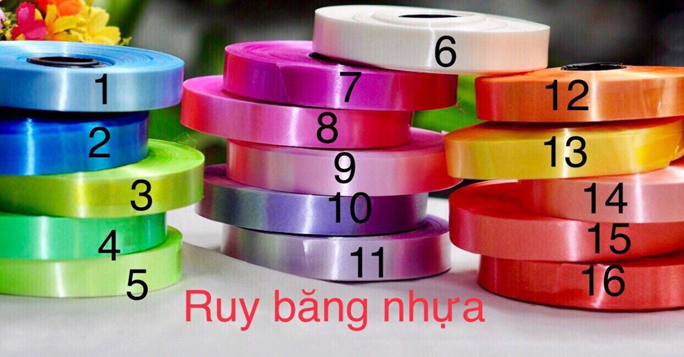 Ruy băng nhựa đủ màu bản 1,8 cm dài 50m/cuộn