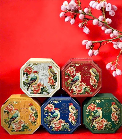 Hộp bát giác để bánh/kẹo/thực phẩm trang trí giỏ quà tết đủ màu kt 15x14x6,5 cm/hộp